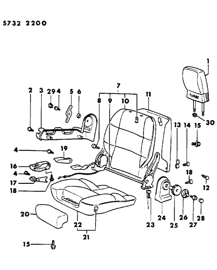 1985 Chrysler Conquest Front Seat - High Back Bucket Diagram 3
