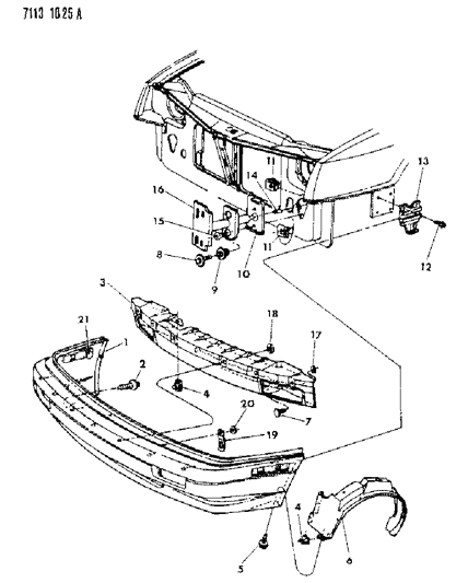 1987 Dodge Shadow Fascia, Bumper Front Diagram