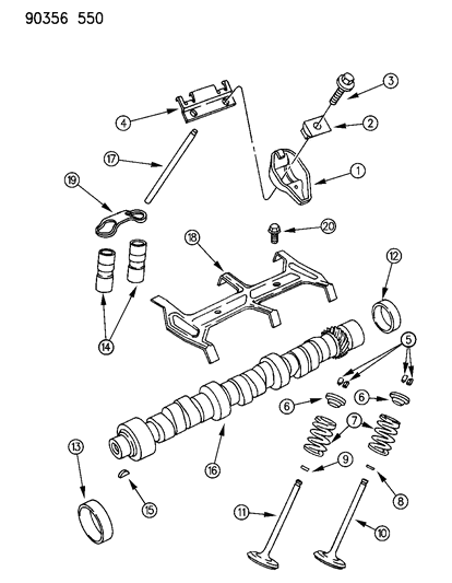 1993 Dodge Ram Wagon Camshaft & Valves Diagram 1