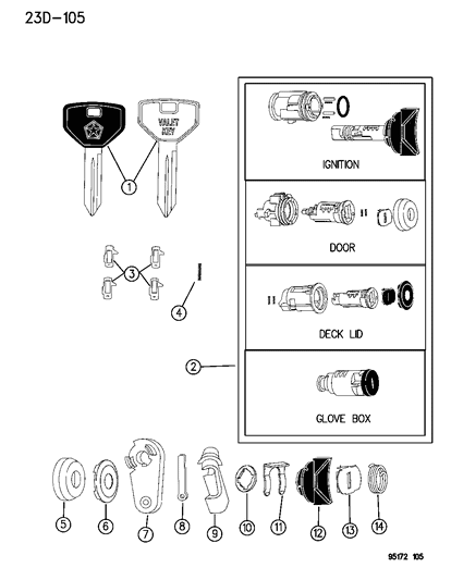 1995 Dodge Neon Cylinder Door Dual Snap Ca Diagram for 4746928