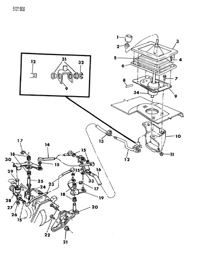 1985 Dodge Charger Controls, Gearshift Diagram