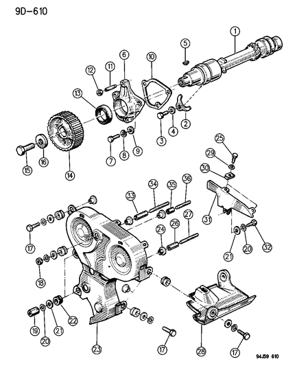 1994 Jeep Cherokee Timing Cover & Intermediate Shaft Diagram 1