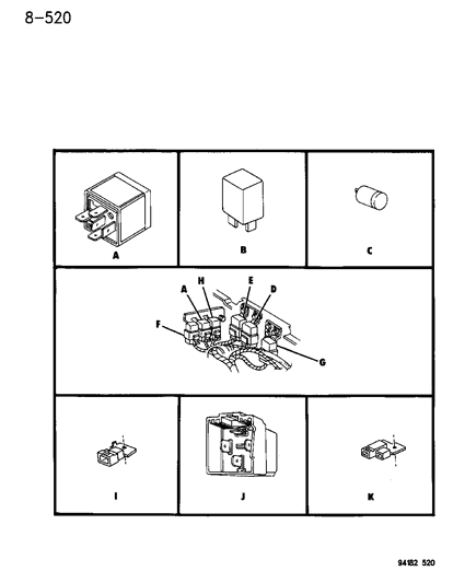 1994 Chrysler LeBaron Relay & B-& Bracket Assembly - None Diagram for 4707060