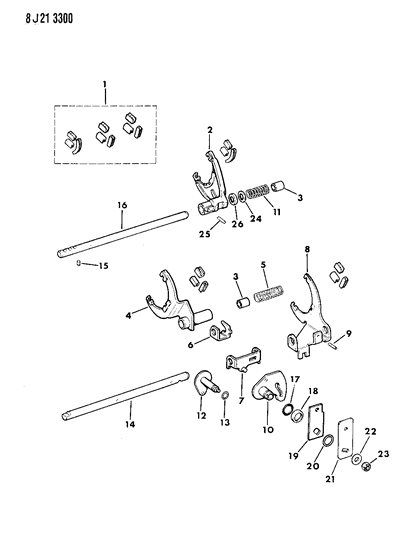 1988 Jeep Grand Wagoneer Forks, Rails, Shafts Diagram 3