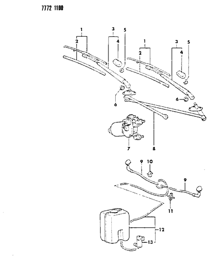 1988 Dodge Ram 50 Windshield Wiper & Washer Diagram