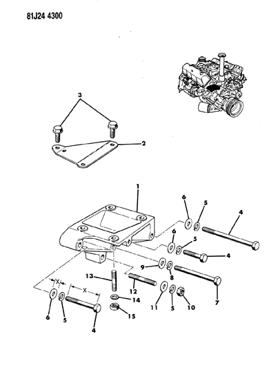 1986 Jeep J20 Compressor & Mounting Diagram 3