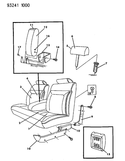 1993 Dodge Dynasty Front Seat Diagram 1