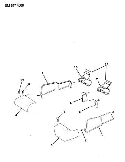 1986 Jeep Cherokee Covers, Front Seat Track Bucket Seats, With Power Seats Diagram