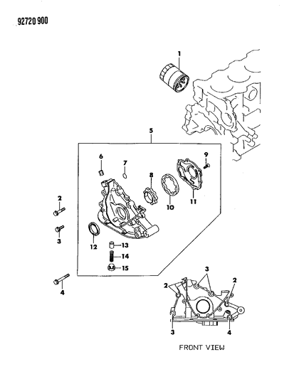 1992 Dodge Colt Oil Pump & Oil Filter Diagram 1