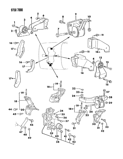 1989 Dodge Colt Washer-T/F Mounting Diagram for MB007174