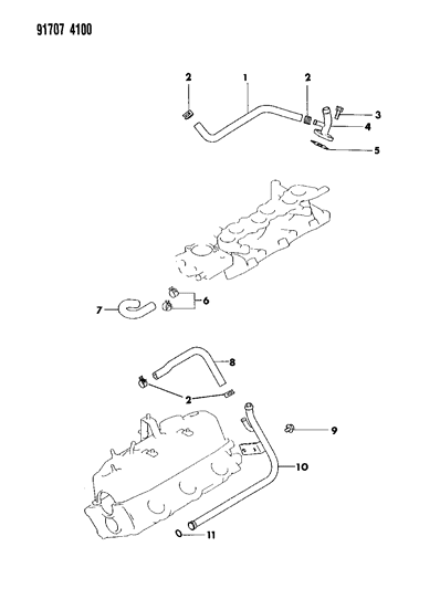 1991 Dodge Ram 50 Water Hose & Pipe Diagram 2