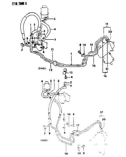 1988 Dodge Ram 50 Hose & Attaching Parts - Power Steering Diagram