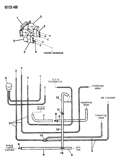 1990 Dodge Omni Emission Hose Harness Diagram