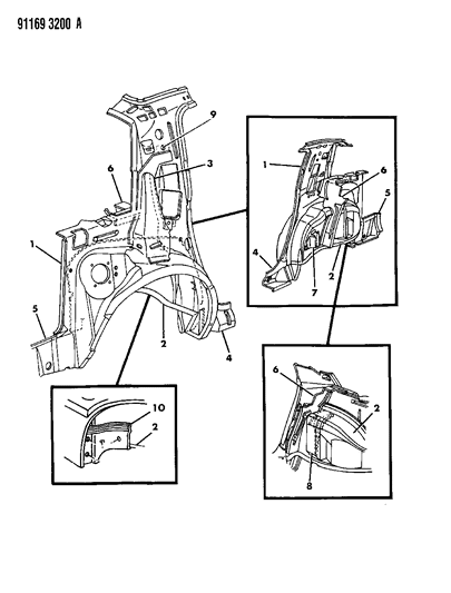 1991 Dodge Shadow Floor Pan Front Diagram