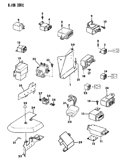 1987 Jeep Comanche Cooling Relay Diagram for 36003046