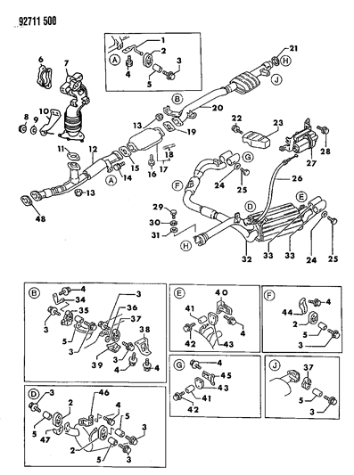 1992 Dodge Stealth Exhaust System Diagram 1