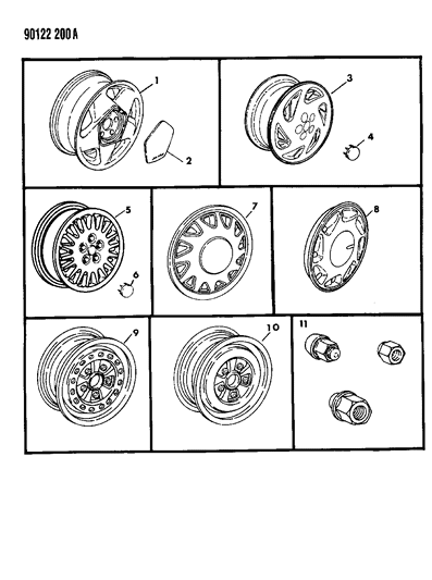 1990 Dodge Shadow Wheels & Covers Diagram