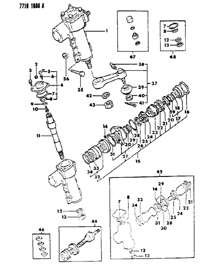 1988 Dodge Ram 50 Packing Steering Gear & Pi Diagram for MB501551