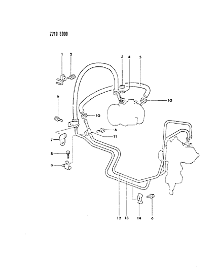 1987 Dodge Raider Hose & Attaching Parts - Power Steering Diagram