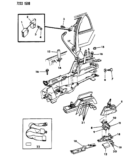 1987 Chrysler LeBaron Belt - Front Seat Diagram 2