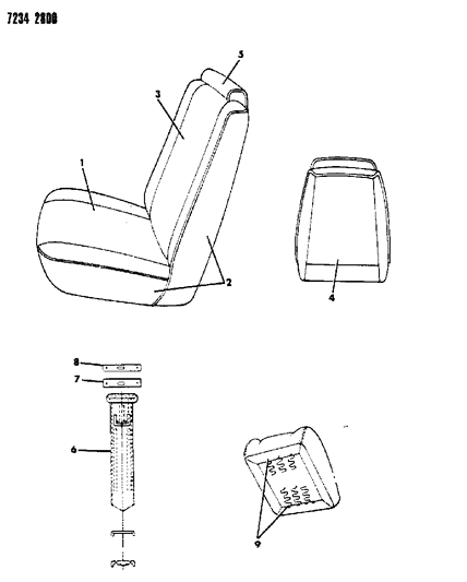 1987 Chrysler LeBaron Base Front Seat Diagram 7