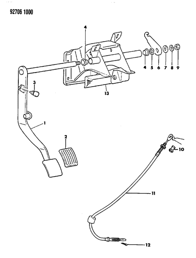 1992 Dodge Ram 50 Cable Pkg-Clutch Diagram for MB598411