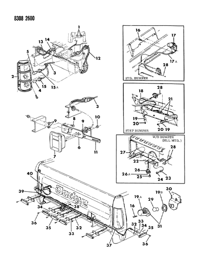 1988 Dodge W150 Lamp Diagram for 4169005