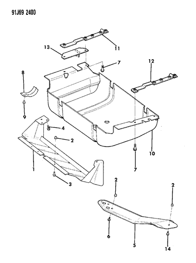 1993 Jeep Cherokee Plates - Underbody Skid Diagram