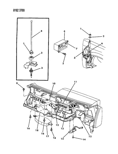 1988 Chrysler New Yorker Instrument Panel Radio, Antenna & Controls Diagram