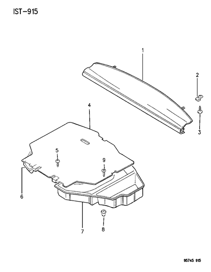 1995 Dodge Stealth Rear Shelf & Cargo Box Diagram 1