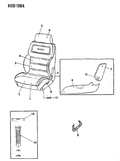 1991 Chrysler LeBaron Front Seat Diagram 3