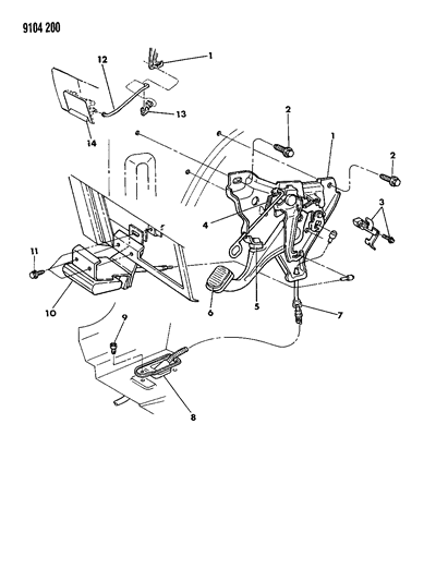 1989 Dodge Shadow Lever - Parking Brake Diagram