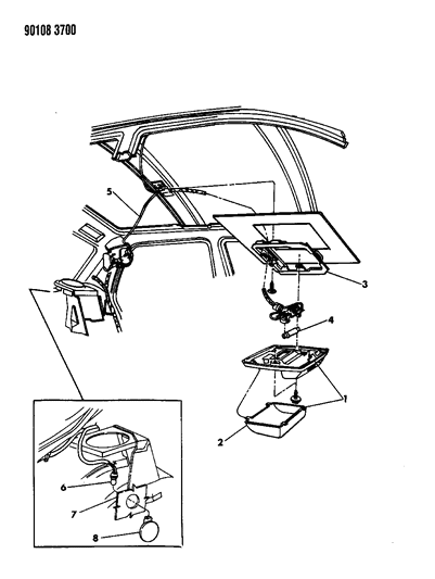 1990 Dodge Shadow Lamps - Cargo-Dome-Courtesy Diagram