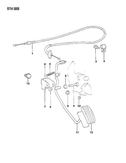 1989 Dodge Ram 50 Accelerator Linkage & Pedal Diagram