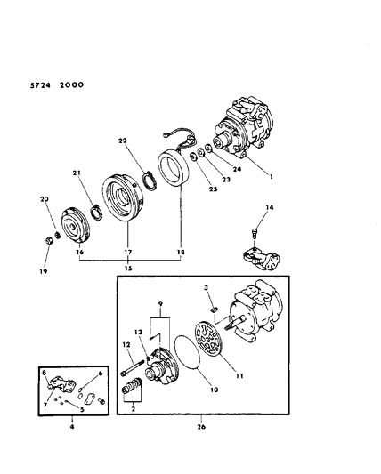 1985 Dodge Colt Compressor, Air Conditioner Diagram