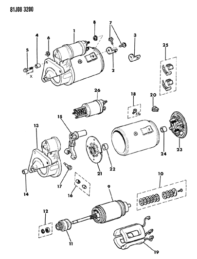 1986 Jeep Wagoneer Starter & Mounting Diagram 1