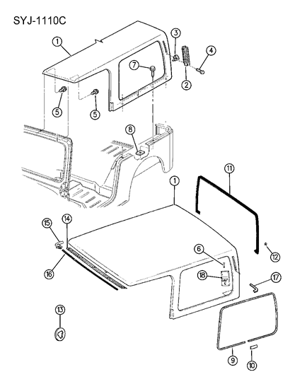 1995 Jeep Wrangler Top Enclosure Diagram