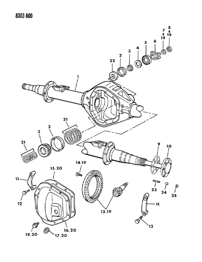 1988 Dodge Ramcharger Axle, Rear Diagram 3