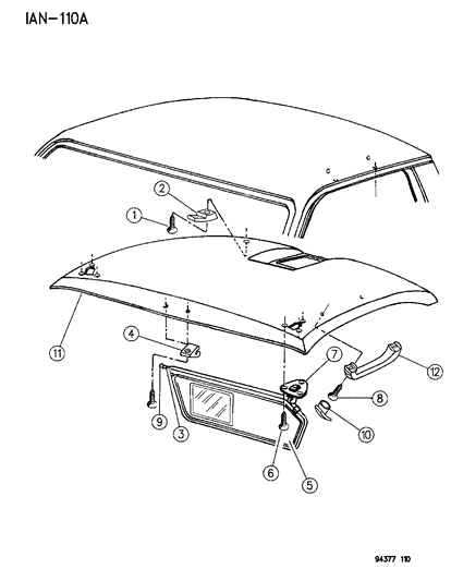 1994 Dodge Dakota Headliner & Visor Diagram