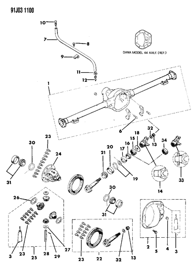 1992 Jeep Comanche Housing & Differential, Rear Axle Diagram 2