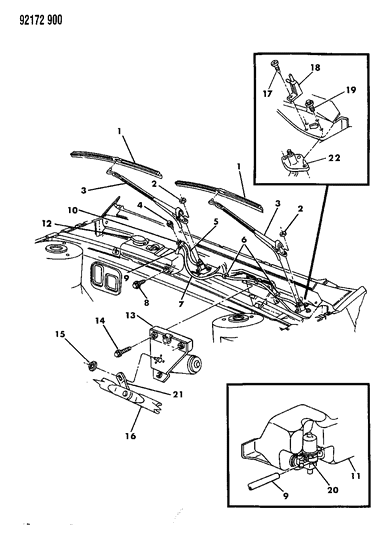 1992 Chrysler New Yorker Windshield Wiper & Washer System Diagram