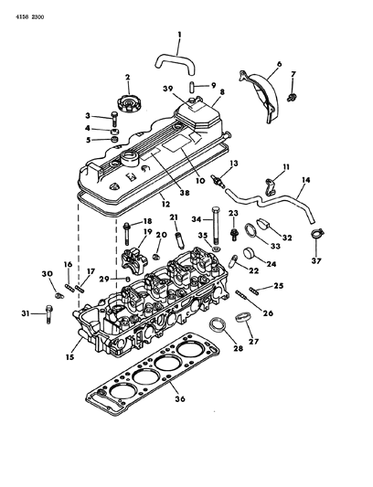 1984 Chrysler Town & Country Cylinder Head & Related Parts Diagram