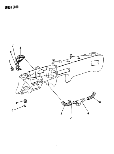 1990 Chrysler TC Maserati Demister, Hose, Adapter Diagram