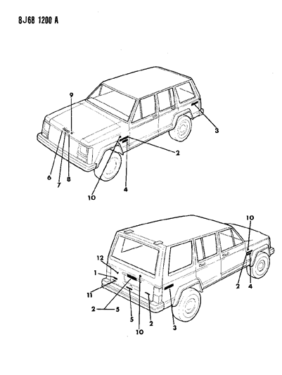 1989 Jeep Wagoneer Nameplates Diagram 2