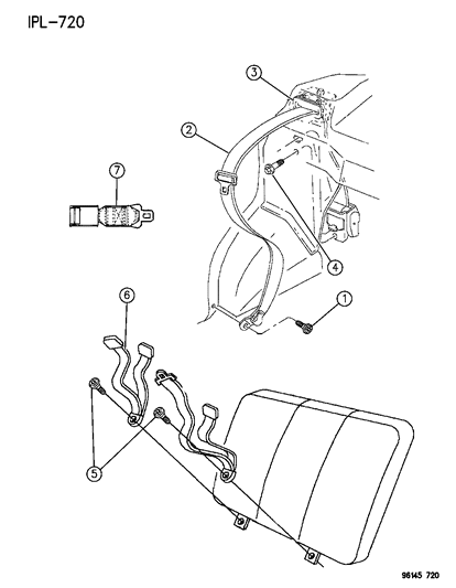 1996 Dodge Neon Rear Inner Seat Belt Diagram for PM12SAZ