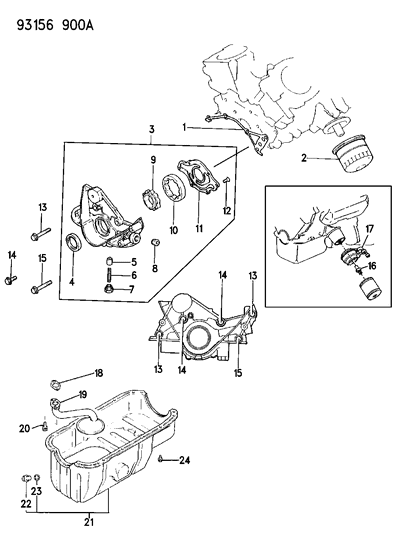 1993 Dodge Daytona Oil Pump & Oil Filter Diagram