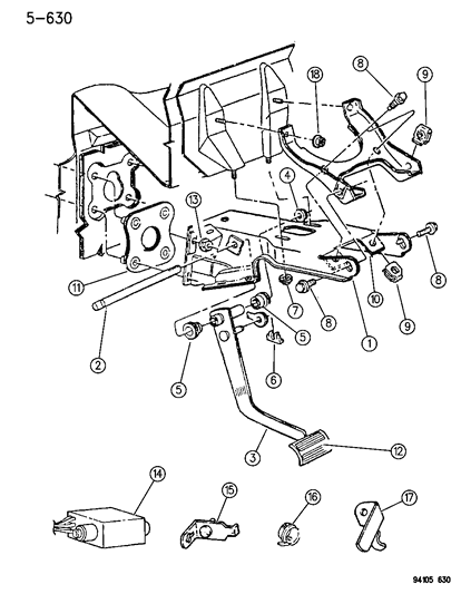 1995 Chrysler LeBaron Brake Pedal Diagram