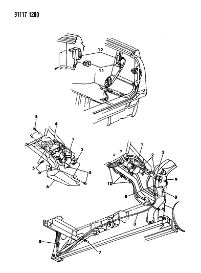 1991 Dodge Dynasty Electronic Leveling & Air Suspension Compressor & Lines Diagram