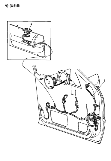 1992 Dodge Shadow Wiring & Switches - Front Door Diagram