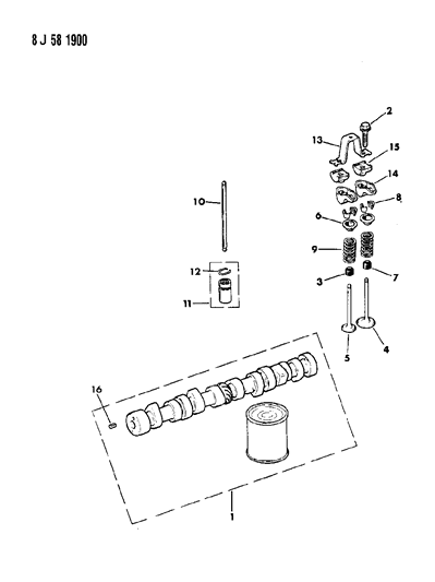 1990 Jeep Wrangler Camshaft & Valves Diagram 1